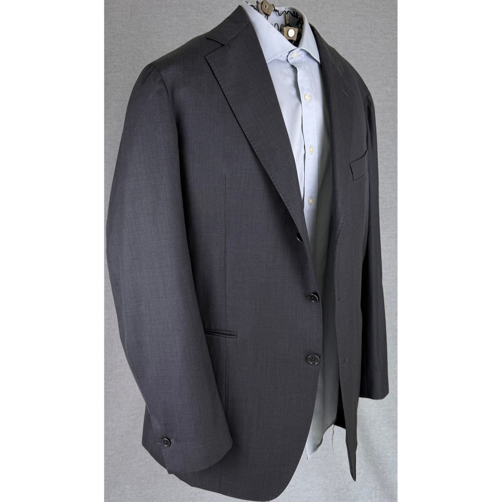 Grimaldi Napoli Loro Piana Wool Blazer Mens 60 Charcoal Gray 3 Button Jacket